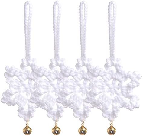 Crocheted Snowflake Ornaments 4pcs Christmas Tree Decorations