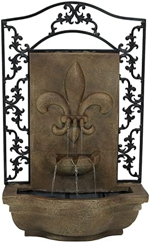 Sunnydaze French Lily 33-Inch Polystone Wall Fountain