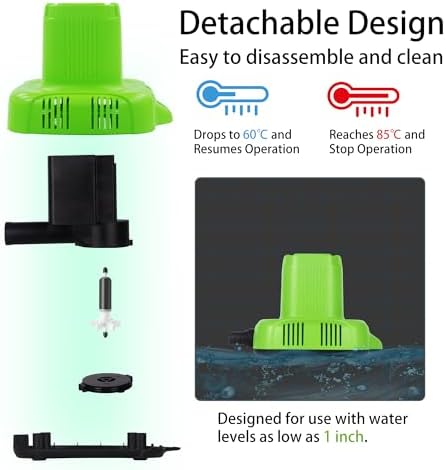 FREESEA Submersible Pond Pump 1585 GPH 120W for Outdoor Use