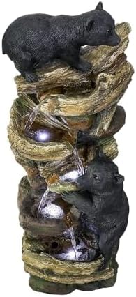 393 Inch 5 Tier Resin Fountain with LED Lights for Garden Patio