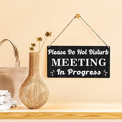 Qious Meeting Sign Wooden Hanging Plaque 12x6 Inches
