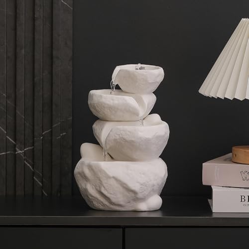 White Tabletop Fountain with Low Voltage Pump