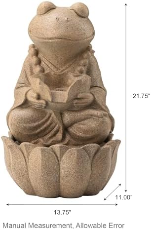 Glitzhome 2 Tier Zen Style Frog Fountain with LED Light