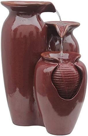 Teamson Home 3 Tiered Waterfall Fountain with Pump for Outdoor Use