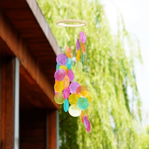 Rainbow Capiz Shell Wind Chime Decor