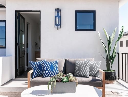 Adabana Waterproof Outdoor Throw Pillow Covers Set of 2 Boho Gray Geometric