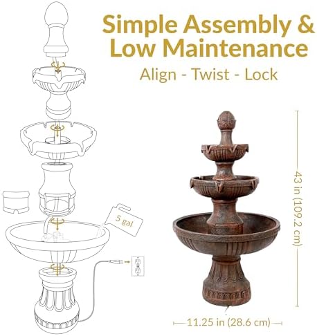 Sunnydaze Flower Blossom 43 Inch Electric Fountain