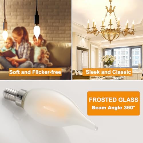 Decoaui E12 LED Chandelier Light Bulbs 6-Pack