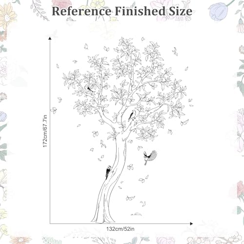 Large Sketch Tree Wall Decals Black Line Vinyl Art