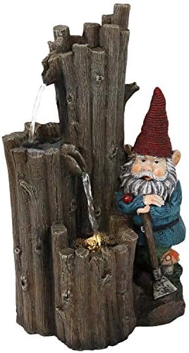 Sunnydaze 17-Inch Resting Gnome Water Fountain with LED Light