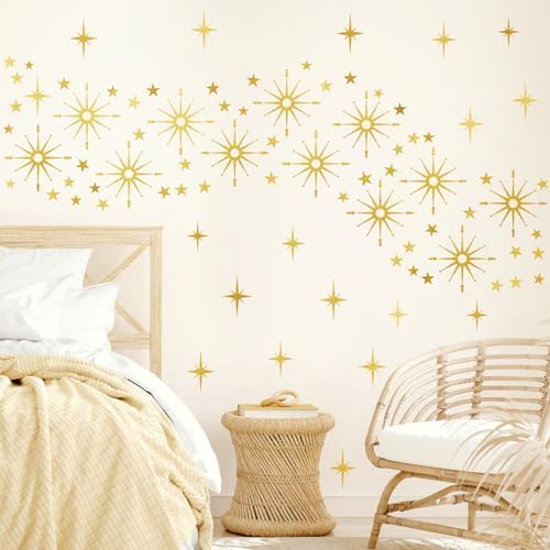 Gold Star Wall Decals for Bedroom Living Room Decor