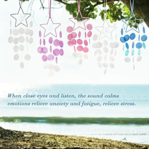 Pretty Jolly Star Design Capiz Wind Chimes for Outdoor Use