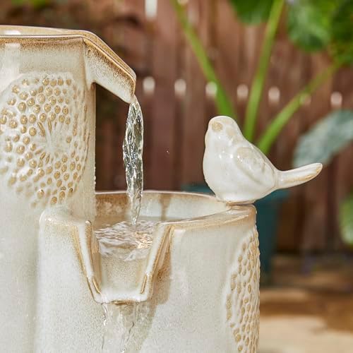 Glitzhome 3175 H Outdoor Water Fountain with LED Lights and Pump