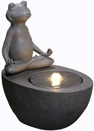 Meditating Frog Fountain with LED Lights