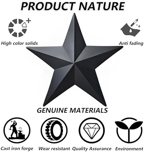 155 Inch Black Barn Star Wall Decor Set of 2