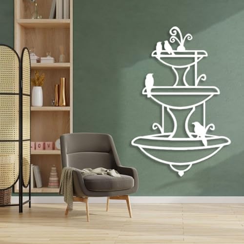 Metal Wall Art Fountain with Birdbath Outdoor Decor
