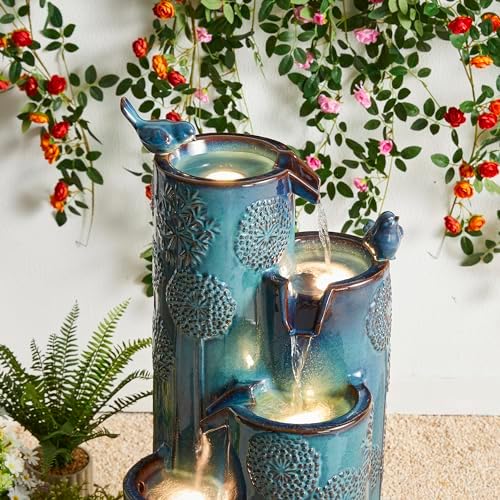 Glitzhome 3175 H Outdoor Fountain with LED Lights and Pump