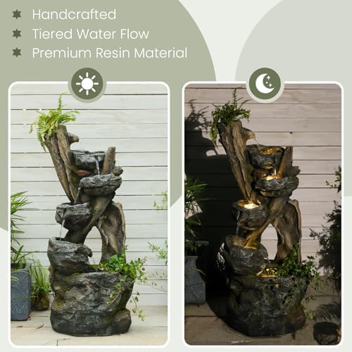 Takamota 437 Inch 5-Tier Cascading Waterfall Fountain with LED Light