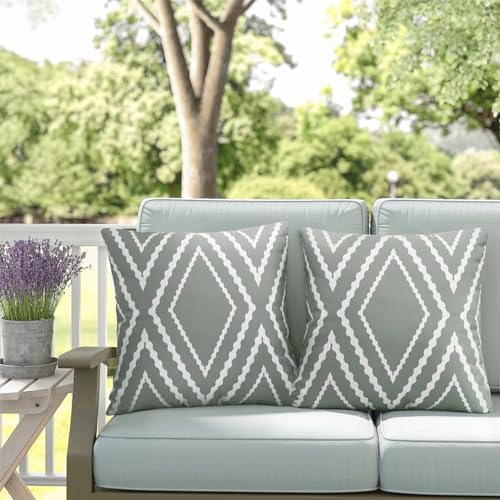 Adabana Waterproof Outdoor Throw Pillow Covers Set of 2 Boho Gray Geometric