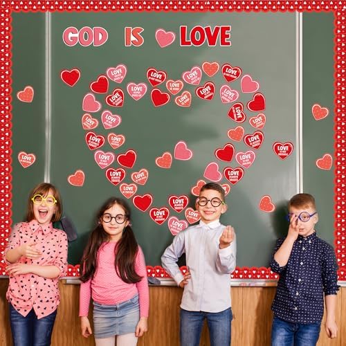 88Pcs Valentine Bible Verses Heart Bulletin Board Set