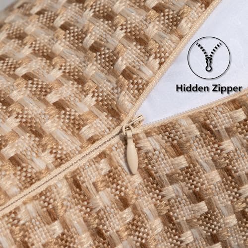 Kevin Textile Waterproof Outdoor Throw Pillow Covers Pack of 2 Light Brown