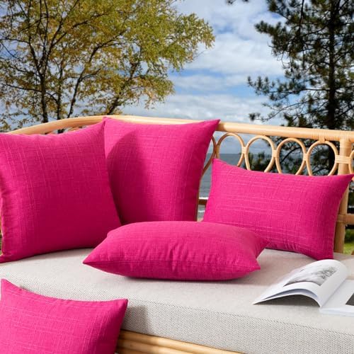 Kevin Textile 2 Pack Waterproof Pillow Covers Hot Pink Checkered