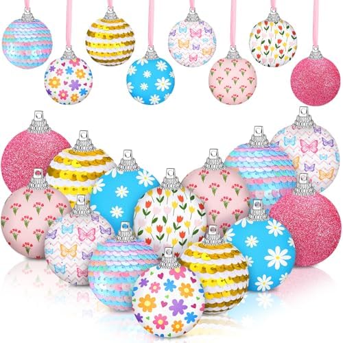 Zeyune 16 Pcs Halloween Ball Ornaments with Sequins