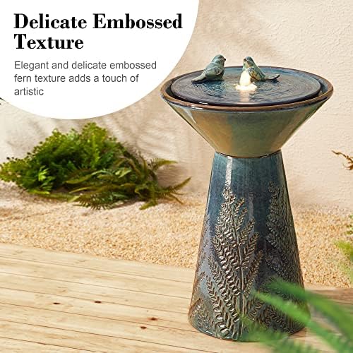Glitzhome 275 Inch H Outdoor Garden Water Fountain with LED Light and Pump