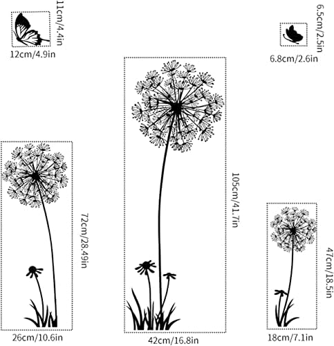 Arawat Dandelion Wall Decals 2 Set Butterfly Flower Stickers Murals