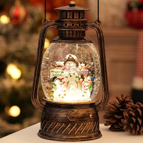 Joyful Snowman Snow Globe with Music and Light