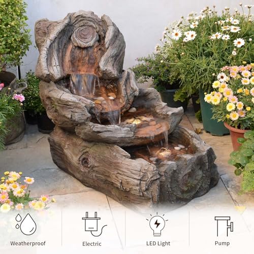 315 Inch L Outdoor Water Fountain with LED Lights