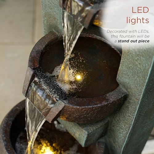 Alpine TZL400 34 Inch 3 Tier Fountain with LED Lights