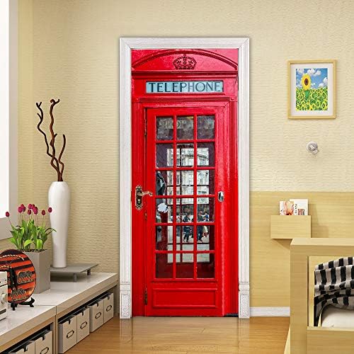 3D Door Stickers Murals Peel and Stick - Telephone Booth