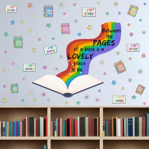 Rainbow Book Wall Decal with Inspirational Quote
