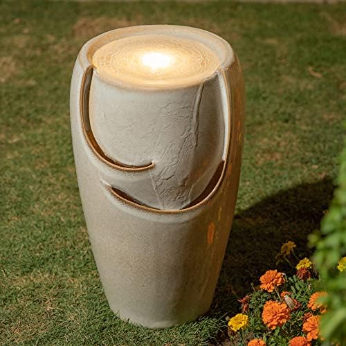 Glitzhome 2125 H Ceramic Fountain with LED Light and Pump
