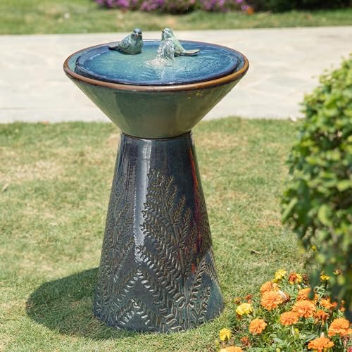 Glitzhome 275 Inch H Outdoor Garden Water Fountain with LED Light and Pump