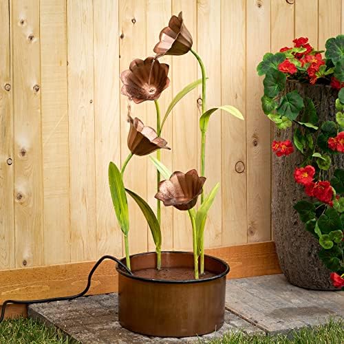 Copper Tulip Water Fountain Decor