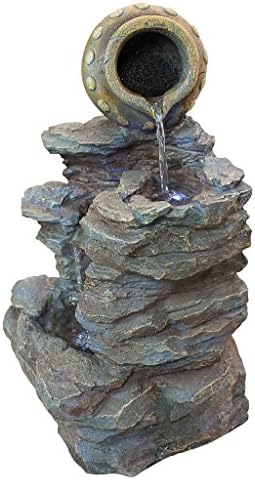 Water Fountain with LED Light - Spilling Rock Garden Decor