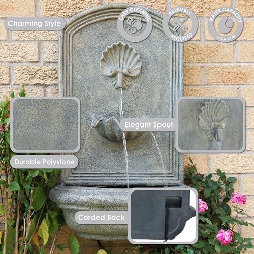 Sunnydaze Seaside 27 Inch Outdoor Wall Fountain