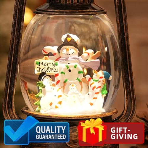 Joyful Snowman Snow Globe with Music and Light