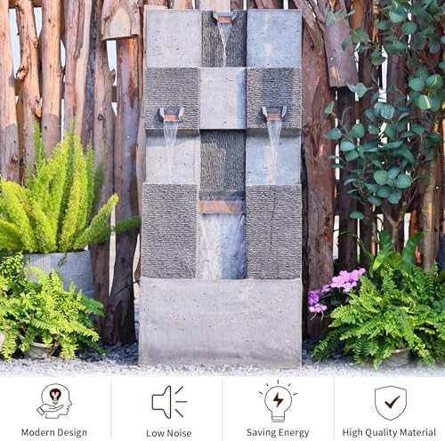 Bumilgar 453 H 3-Tier Water Fountain with LED Lights and Pump Gray
