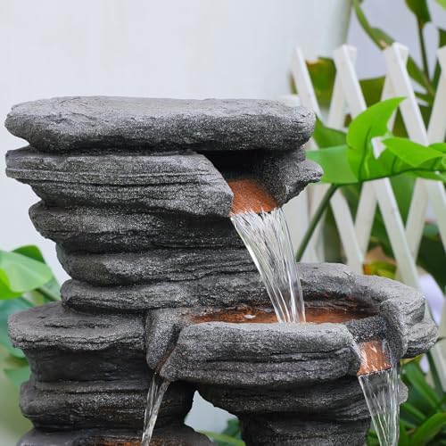 425 Inch H Garden Water Fountain with LED Lights and Pump