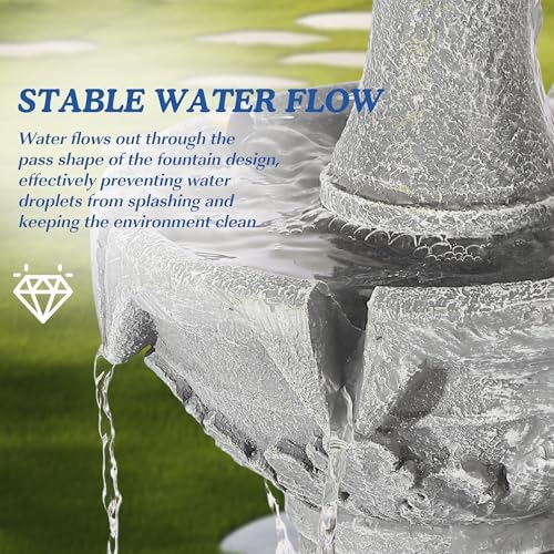 TOBYUL Italian Style 3-Tier Water Fountain - 484H Gray