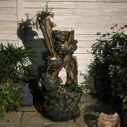 Takamota 437 Inch 5-Tier Cascading Waterfall Fountain with LED Light