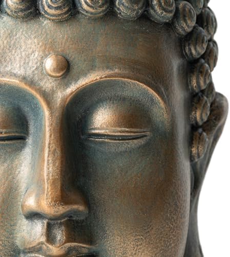 Glitzhome 16 H Faux Bronze Buddha Head Garden Statue
