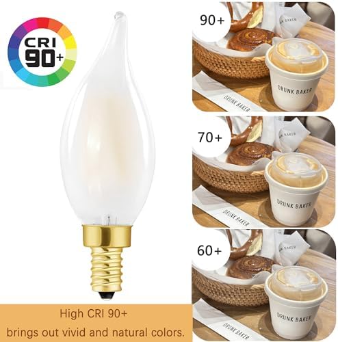 LED Frosted Candelabra Bulbs 4W 6 Pack Dimmable Soft White 3000K