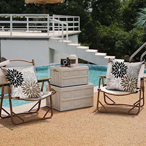 DFXSZ Geometric Pillow Covers Set of 2 Waterproof Black Brown 20x20 Inch
