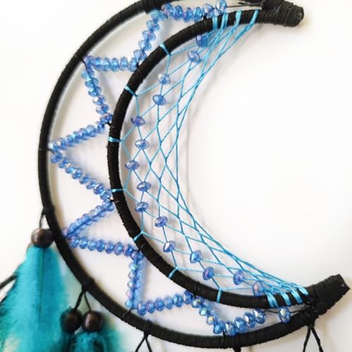 Moon Dream Catcher Black and Blue Wall Decor
