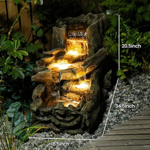 345 Inch L Garden Outdoor Water Fountain with LED Lights