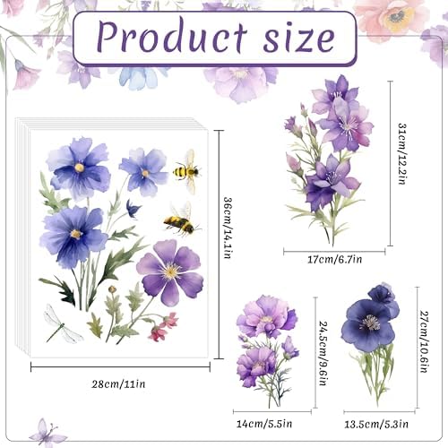 9 Piece Flower Wall Decals for Spring Decor